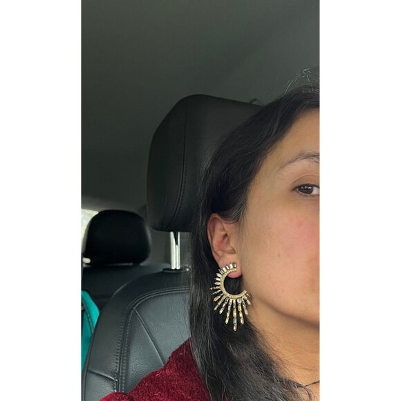 Big statement earrings gold gray studs big star champagne geometric earrings - Picture 3 of 8